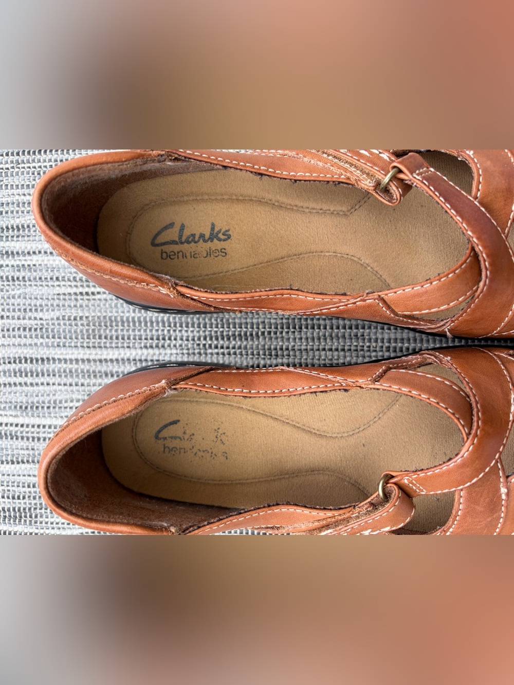 Clarks Bendables Brown Leather Flats Loafers 7 M Boho Mary Jane Comfort Shoe - Picture 8 of 10